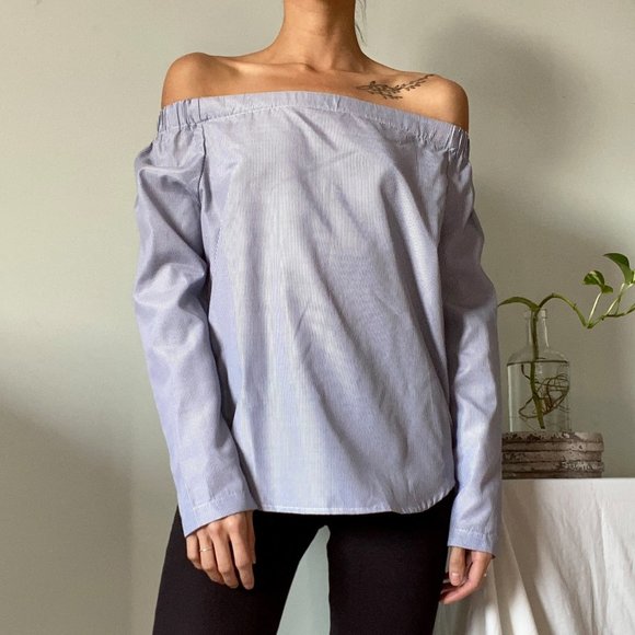 Asos Off Shoulder Stripe Blouse - Picture 6 of 10